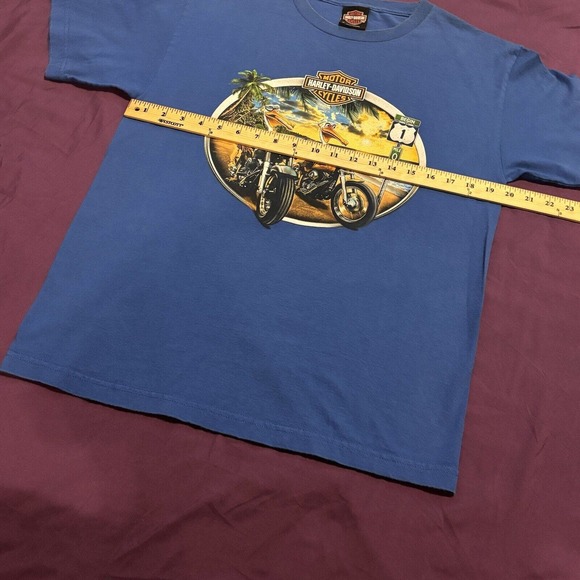 Harley Davidson Mens Size M Peterson’s Key West Blue Graphics Pelican Medium - Picture 4 of 8